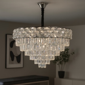 CANDELABRU CU 10 SURSE DE LUMINA, E27, FINISAJ CROM, Ø ≈ 600 MM