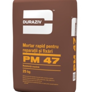 MORTAR RAPID PENTRU REPARATII SI FIXARI, DURAZIV PM 47, 5KG / PALET 128 SACI