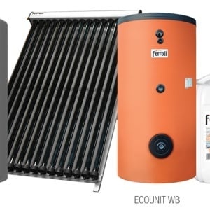 PACHET SOLAR BASIC 2 COLECTORI ECOTUBE NEW 20 TUBURI , BOILER 300 LITRI, ACM 4-5 PERSOANE