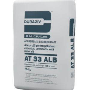 ADEZIV SI MASA DE SPACLU PENTRU OSB, POLISTIREN, EXTRUDAT DURAZIV AT 33 ALB, 25KG / PALET 48 SACI
