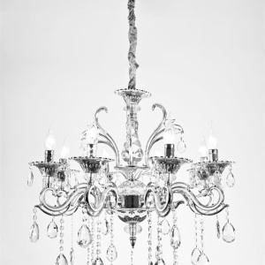 CANDELABRU CLASIC TRANSPARENT CU 8 BRATE, STIL NOBIL SI CRISTALE DECORATIVE, 8 X E14, Ø71