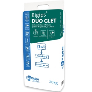 GLET DE NIVELARE SI FINISARE PE BAZA DE IPSOS ALB, RIGIPS DUO GLET / 20KG