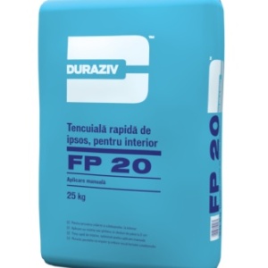 TENCUIALA RAPIDA DE IPSOS PENTRU INTERIOR, DURAZIV FP 20, 25KG / PALET 48 SACI