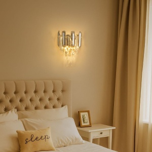 APLICA AURIE DE PERETE CU CRISTALE VERTICALE ELEGANTE, 2 X E14, 220 X 110 X H180 MM