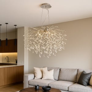 CANDELABRU ELEGANT CU CRISTALE, 8 SURSE DE LUMINA, Ø600 X 950MM