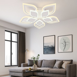 LUSTRA LED CU TELECOMANDA , DESIGN ELEGANT CU 5 ELEMENTE, 80W, LUMINA REGLABILA 3000–6500K