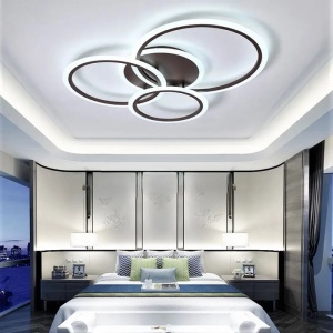 LUSTRA LED CU TELECOMANDA NEAGRA, 4 INELE, 128W, LUMINA REGLABILA 3000–6500K