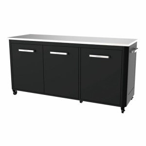 MODUL BUCATARIE DE EXTERIOR NEGRU CU 3 USI, BLAT DE LUCRU DIN INOX COZZE 90528, 180X60X90CM