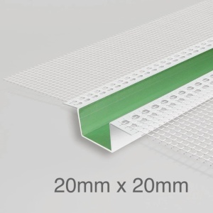 PROFIL PVC ORNAMENTARE CU PLASA FIBRA DE STICLA, CANELURA 20X20MM, 3 METRI