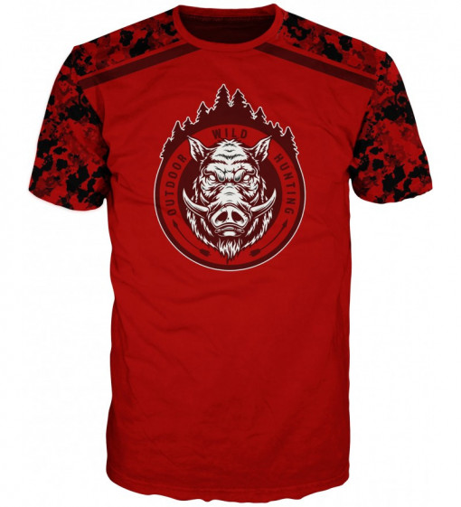 Tricou roșu Camo Mistreț #6671
