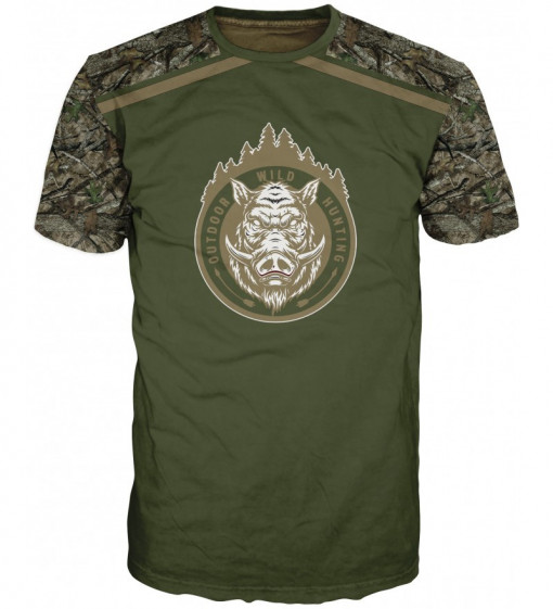 Tricou verde de vânătoare de mistreți #6672
