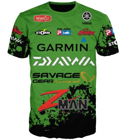 Tricou verde pentru pescuit în mare 6692 5XL