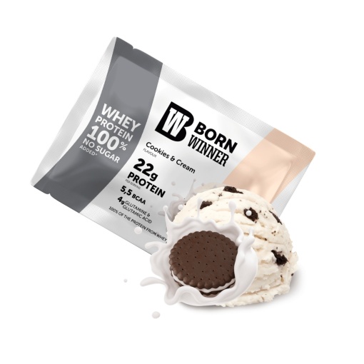 12 x Born Winner Суроватъчен протеин на прах с вкус на бисквитки с сметана 30гр.