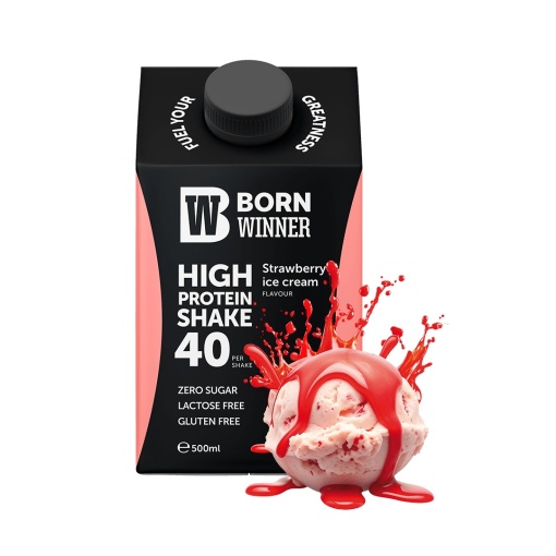 12 x Born Winner Protein Shake – Strawberry Ice Cream 500 ml