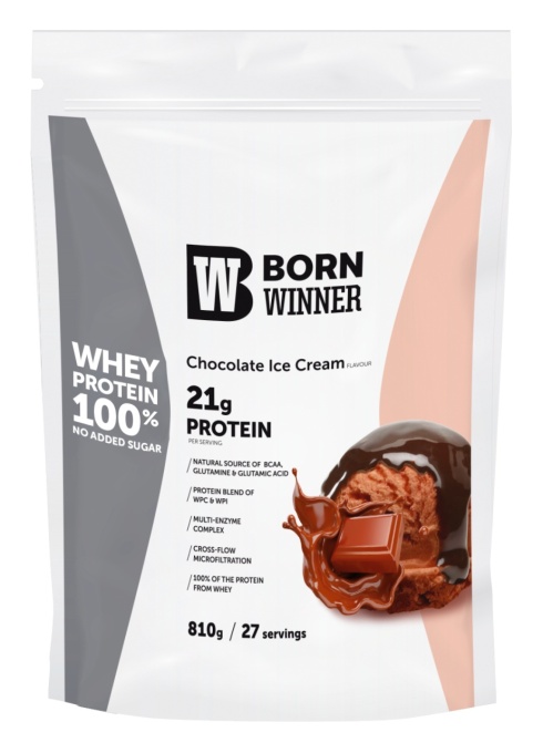 1 x Born Winner Суроватъчен протеин на прах с вкус на шоколадов сладолед 810гр.