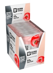 12 x Born Winner Суроватъчен протеин на прах с вкус на ягодов сладолед 30гр. - Img 3