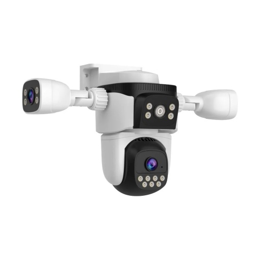 Cameră de supraveghere IP Speed Dome WiFi PTZ 3 în 1, 6 MP, 4 mm, vedere 360°, smart tracking, detectare umană, IR și lumină albă 30 m, microfon, difuzor, alarmă, slot card