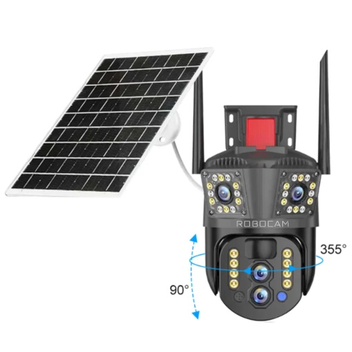 Camera Supraveghere 4G TRIPLA, Vedere Panoramica, Zoom 10x, Detectie Umana, IR