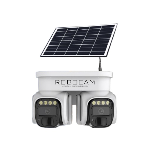 Camera 4G Dubla, Panou Solar, 2 Camere Rotative, Suport Prindere Colt, 4MP, Detectie si Urmarire Persoana
