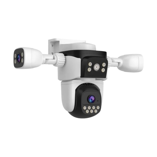 Cameră de supraveghere IP Speed Dome WiFi PTZ 3 în 1, 6 MP, 4 mm, vedere 360°, smart tracking, detectare umană, IR și lumină albă 30 m, microfon, difuzor, alarmă, slot card