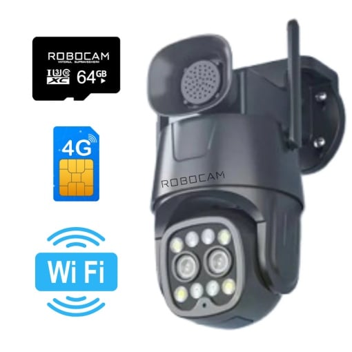 Camera WiFi si 4G, 2 Lentile, Alarma, Detectie Miscare, CamHipro + CADOU CARD SD64GB SI CARTELA CU INTERNET