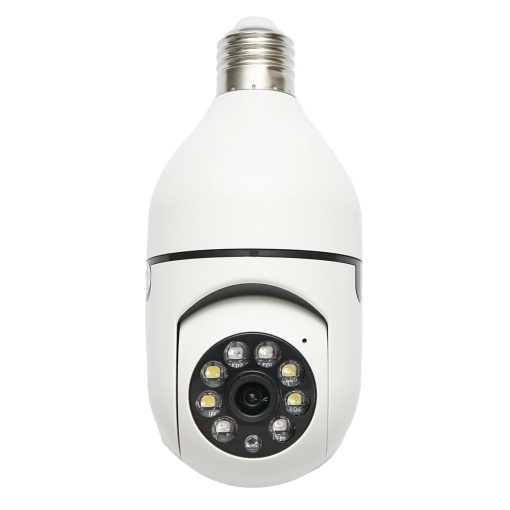 Cameră Supraveghere Tip Bec E27 WiFi 2.4GHz, 360° PTZ, Full HD 1080P, Senzor Mișcare, Control prin Aplicația YIIoT