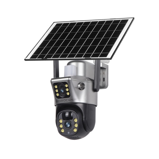 CAMERA SUPRAVEGHERE DUBLA 2 ECRANE DIFERITE CU PANOU SOLAR SI WiFi, 8MP