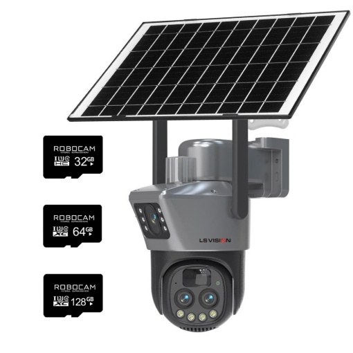 Camera Supraveghere DUBLA 2 Ecrane Diferite, ZOOM 10X cu Panou Solar, WIFI, 8MP