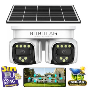 Camera 4G Dubla, Panou Solar, 2 Camere Rotative, Suport Prindere Colt, 4MP, Detectie si Urmarire Persoana