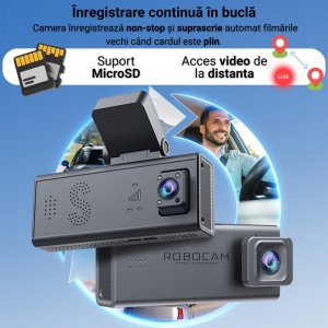 Cameră Auto 4G Robocam RBC-V2 – Monitorizare Parcare 24/7, Dublă Lentilă, GPS, Radar & Vibrație, Vizualizare Live prin UBox, Stocare Cloud / Card SD - Img 4