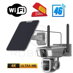 Camera Supraveghere 2 Ecrane, 4 Lentile, 4K Ultra HD 8MP, Zoom Hybrid 10x, Panou Solar, 4G si WiFi - Summer Sale - Img 2