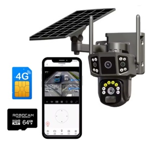 Cameră Supraveghere 4G Solară 8MP cu Lentile Duble, 4K, Vizualizare 360° și Detecție Mișcare – Baterie 8000mAh + CADOU CARTELA SIM CU INTERNET SI CARD SD 64GB – Summer Sale - Img 1
