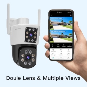 Cameră supraveghere exterior WiFi rotativă PTZ, 2 MP, lentilă duală, IR 30 m, audio bidirecțional, slot card - Img 2