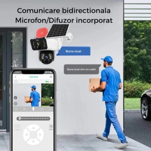 Cameră Supraveghere Solară PTZ 6MP cu 2 Lentile, 360°, 4G, Audio Bidirecțional, Vedere Nocturnă, Alarma, 12.000mah - Summer Sale - Img 8