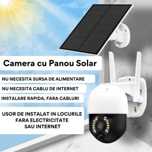 PROMO 2 Camere WiFi cu Panou Solar 3MP, Vedere Nocturna, Detectie Miscare + 2 Carduri Micro SD Cadou - Summer Sale - Img 7
