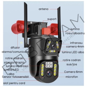 Camera de Supraveghere, 2 Ecrane, 2 Sirene, Inteligenta 350, WiFi + Cablu Lan, 4K, 8 MP. 1080P - Summer Sale - Img 7