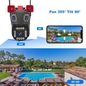 Cameră de Supraveghere Dubla Panoramica 12MP Ultra HD, 4G, PTZ 355°, Zoom 5X, Night Vision Color, Audio Bidirecțional - Img 2