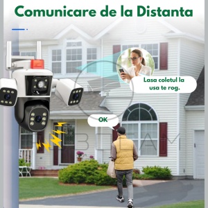 Camera de Supraveghere WIFI 5K, 12MP, 3 lentile, 3 ecrane, Control din telefon, Urmarire subiect, Microfon si difuzor incorporate. - Img 3