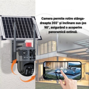 Cameră de Supraveghere WiFi Solară, Duală, Panoramica, cu 4MP, Panou Solar și Detecție Mișcare + CADOU CARD SD64GB - Summer Sale - Img 7