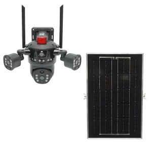 Camera supraveghere Ai 4G, WIFI 2.4GHz cu 1 obiectiv rotativ 360 PTZ, 1 Obiectiv dubla vedere wide + 2 obiective flash, panou solar 8W, detectie umana, infrarosu, alarma si aplicatie V380 Pro - Img 7