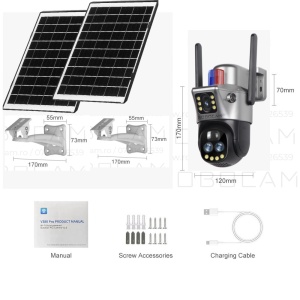 Cameră Supraveghere Duală cu 2 Ecrane, Zoom Optic 10X, Dublu Panou Solar, 8MP, WiFi, Exterior - Img 10