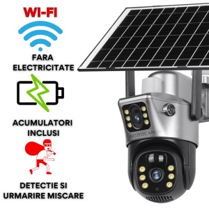 CAMERA SUPRAVEGHERE DUBLA 2 ECRANE DIFERITE CU PANOU SOLAR SI WiFi, 8MP - Img 2