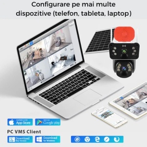 Cameră Supraveghere Solară PTZ 6MP cu 2 Lentile, 360°, 4G, Audio Bidirecțional, Vedere Nocturnă, Alarma, 12.000mah - Summer Sale - Img 9