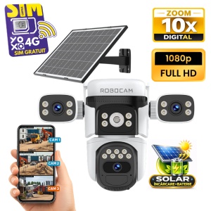 Camera supraveghere Speed Dome 4G cu panou solar, iluminare duală, PIR 10 m, microfon și difuzor, auto tracking și slot card