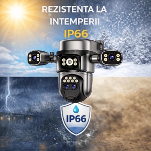 Cameră 4G Solară Robocam RBC-Q10 – 4 Lentile (4 mm + 4 mm + 4 mm + 12 mm), 12 MP, Dublu Panou, AI Human Tracking, Night Vision Color & IR, Audio Bidirecțional, Aplicație O-KAM Pro GREY - Img 5