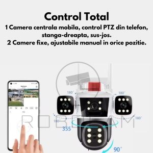 Camera de Supraveghere WIFI 5K, 12MP, 3 lentile, 3 ecrane, Control din telefon, Urmarire subiect, Microfon si difuzor incorporate. - Img 4