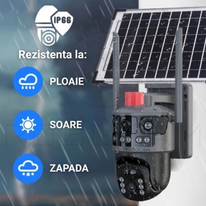 Cameră de Supraveghere WiFi Solară, Duală, Panoramica, cu 4MP, Panou Solar și Detecție Mișcare + CADOU CARD SD64GB - Summer Sale - Img 8