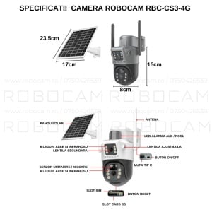 Camera Supraveghere Gri DUBLA 2 Ecrane Diferite cu Panou Solar si Cartela SIM, 8MP, 3G/4G + CARD SD 32GB - Img 7