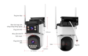 Cameră Supraveghere IP Speed Dome WiFi Dual Lens, 3MP, Night Vision, Smart Tracking, Audio Bidirecțional - Img 4