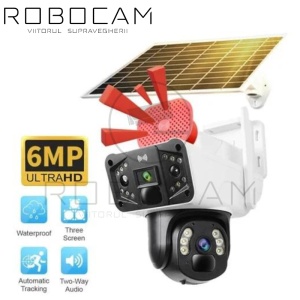 Cameră Supraveghere Solară PTZ 6MP cu 2 Lentile, 360°, 4G, Audio Bidirecțional, Vedere Nocturnă, Alarma, 12.000mah - Img 12